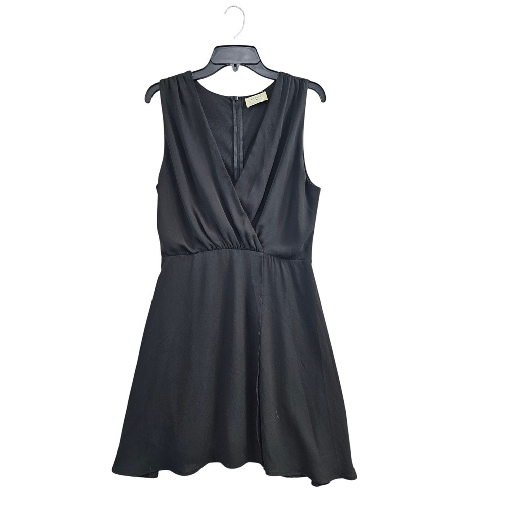 Everly Skater Dress Women L Black Solid V-Neck Sleeveless Little Black Fit Flare